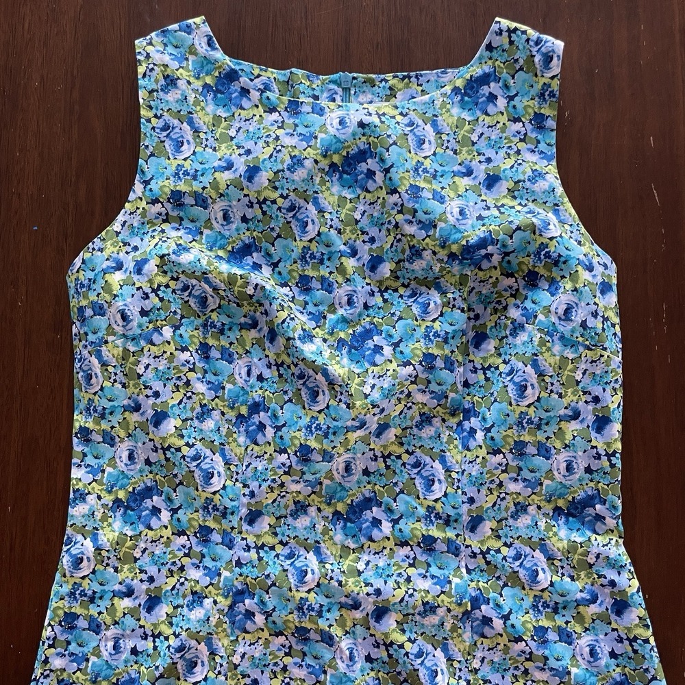 Vintage Mini Dress Size 14 90s CDC Periwinkle Blue White Floral Design Cotton